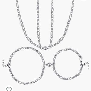 Stainless steel couples magnetic bracket and necklace set